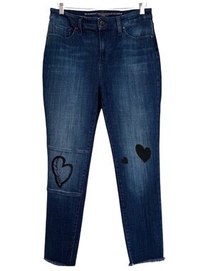 Chico's So Slimming Girlfriend Jeans w/heart-shaped embellishments & raw hem S 8